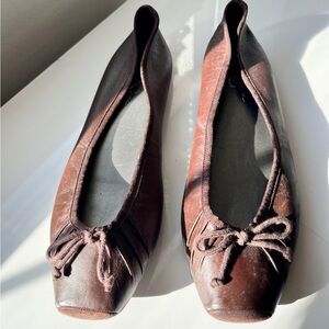 Brown Leather Ballet Flats Jessica Simpson